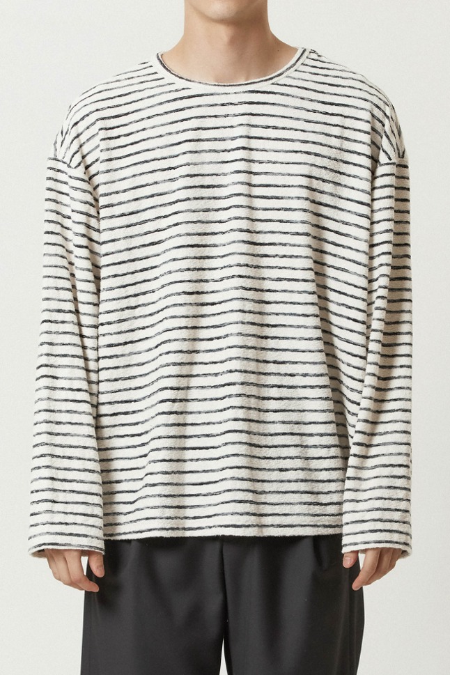 SOFT TERRY STRIPED T-SHIRT_WHITE