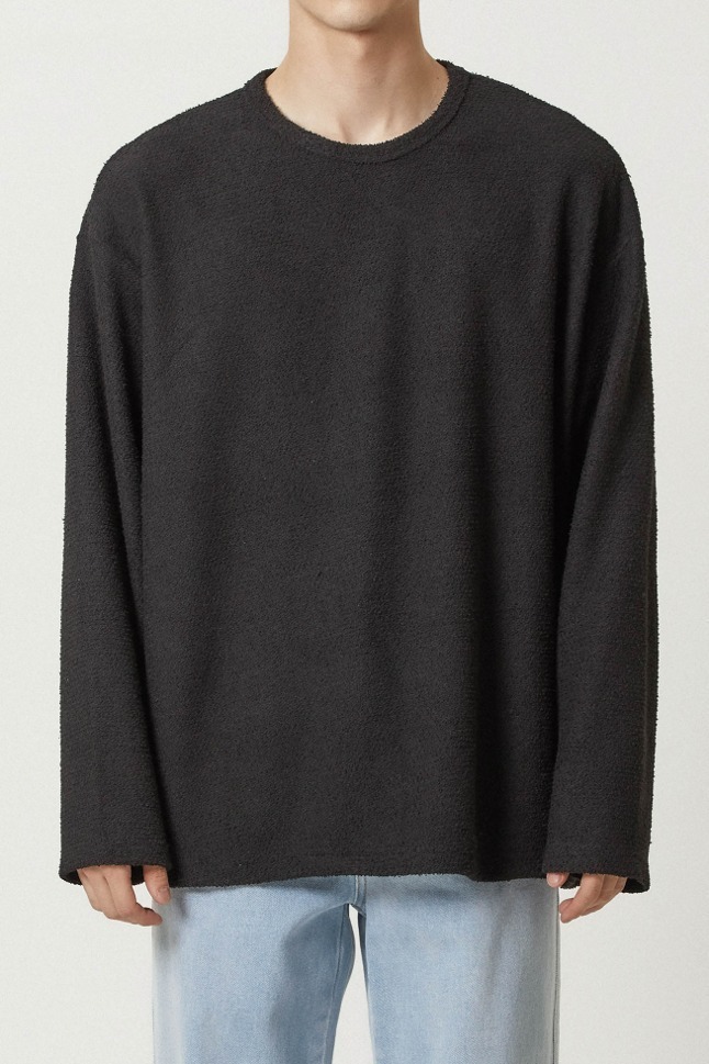 TERRY SOLID LONG SLEEVE_BLACK
