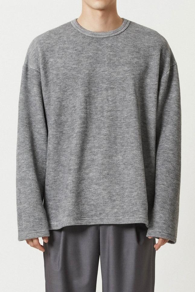KNITTED TEXTURE LONG SLEEVE_GREY