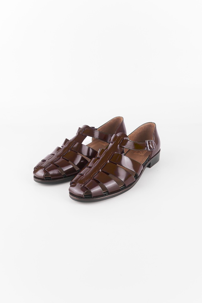 BRUSHED LEATHER FISHERMAN SANDALS_BROWN