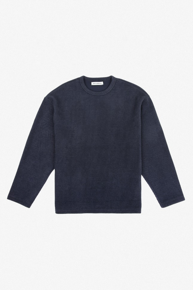 KNITTED TEXTURE LONG SLEEVE_NAVY
